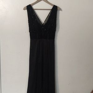 Sean Couture Sequin and Satin Sleeveless Maxi Formal Gown sz small women's
